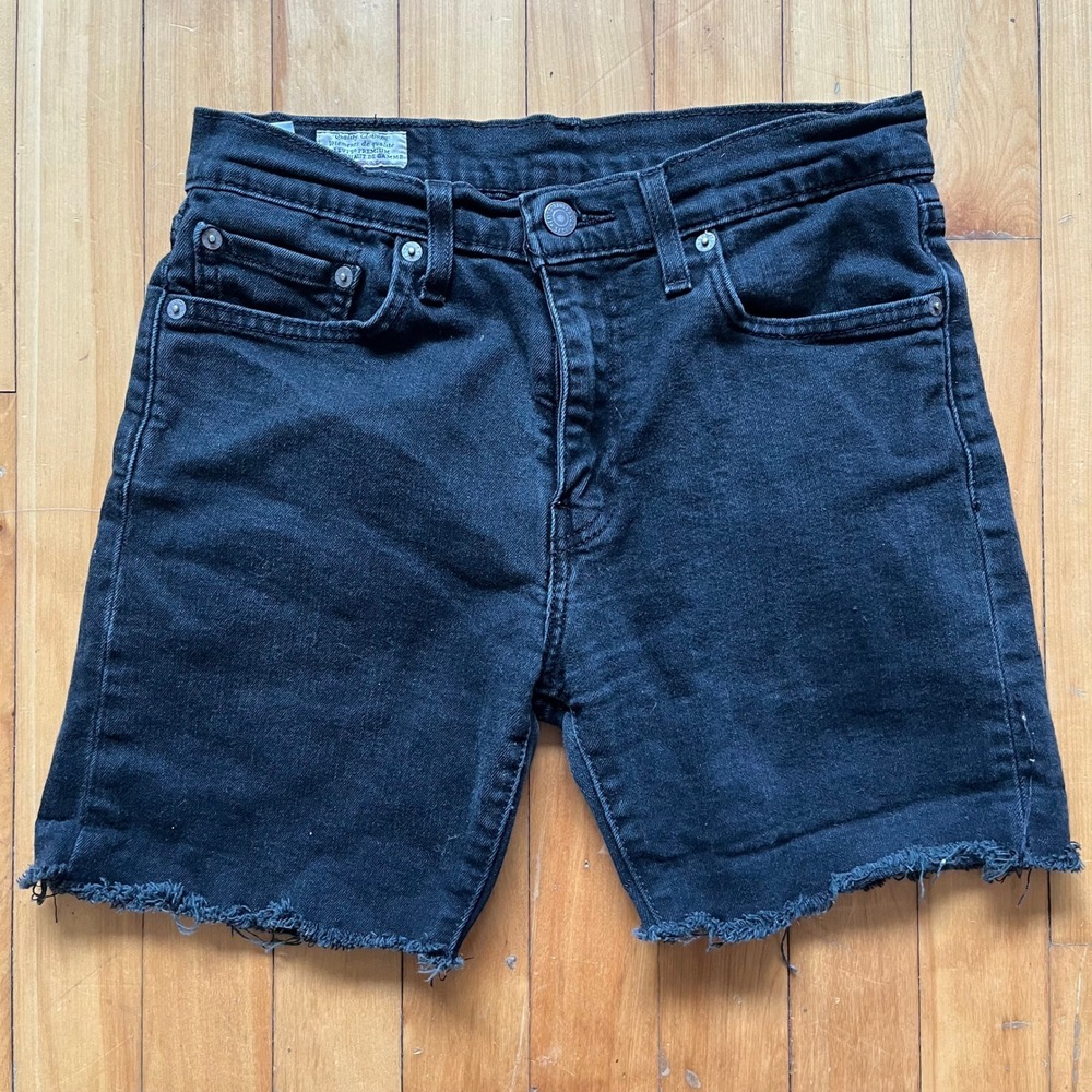 Levi Strauss Co 512 Black Denim Cutoff Shorts Distressed Raw Hem Size 29